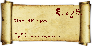 Ritz Ányos névjegykártya
